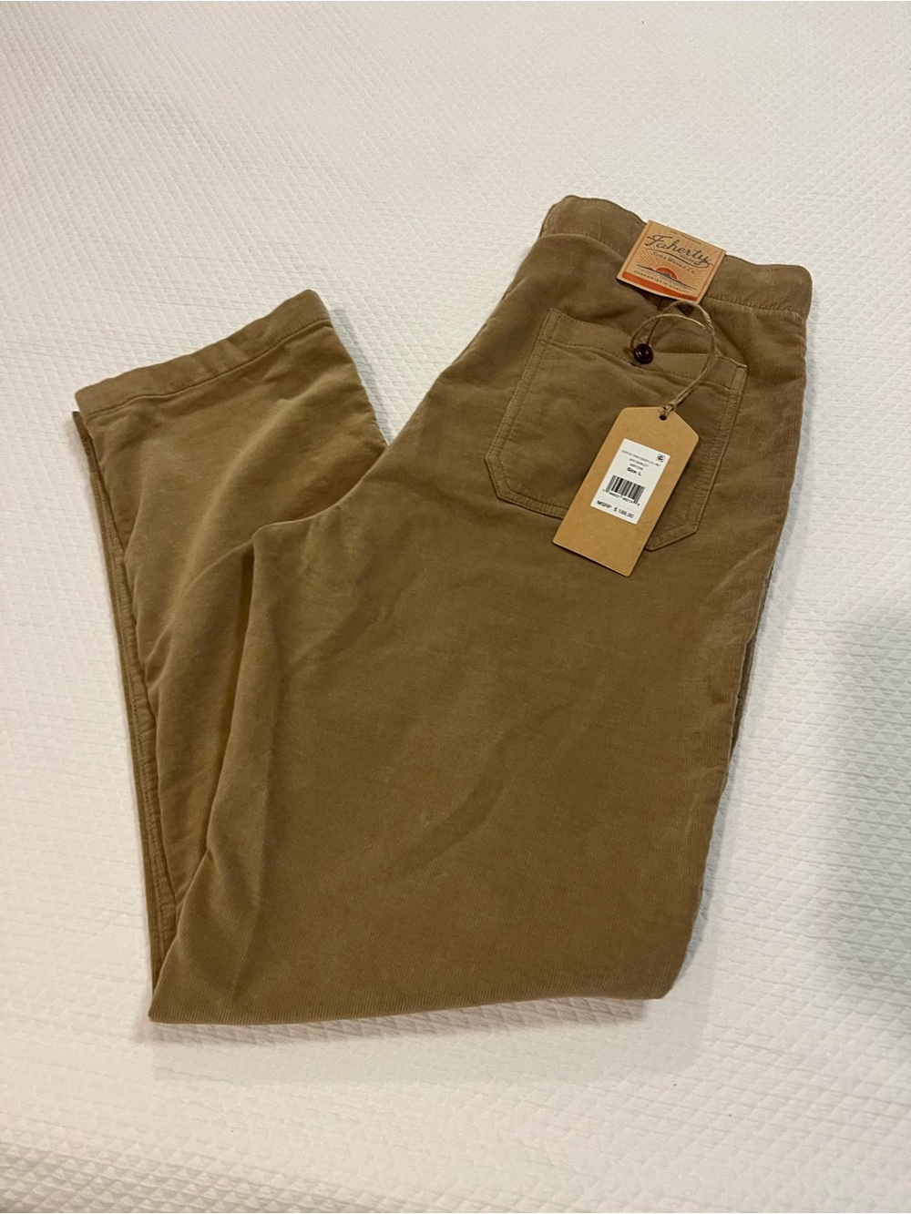Faherty NWT Men’s Stretch Terry Brown Corduroy Utility Pants Size Lg